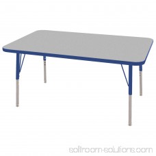ECR4Kids 30in x 48in Rectangle Everyday T-Mold Adjustable Activity Table Grey/Blue - Standard Swivel